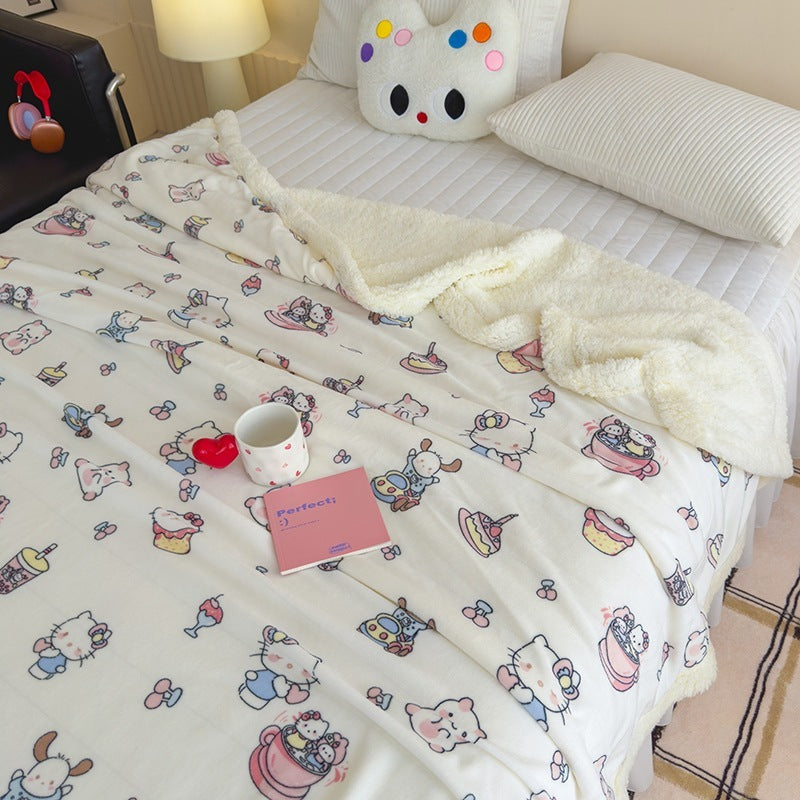 HKM-318419 Soft Milk Fiber Berber Fleece Blanket for Autumn & Winter - Multi-Functional Thermal Cover in Various Patterns and Sizes