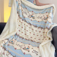 HKM-318419 Soft Milk Fiber Berber Fleece Blanket for Autumn & Winter - Multi-Functional Thermal Cover in Various Patterns and Sizes