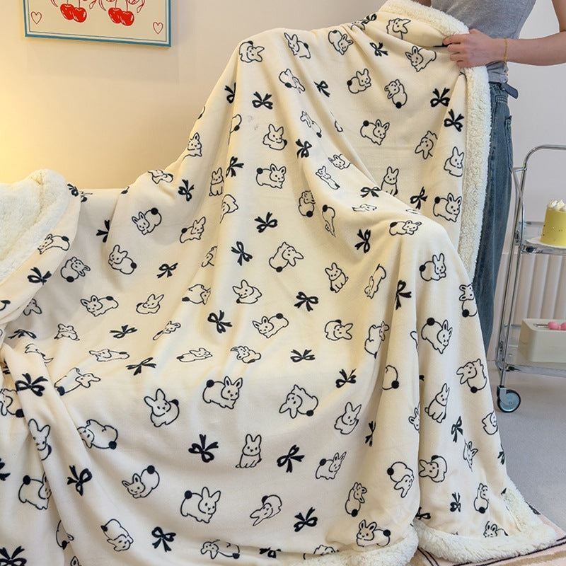 HKM-318419 Soft Milk Fiber Berber Fleece Blanket for Autumn & Winter - Multi-Functional Thermal Cover in Various Patterns and Sizes