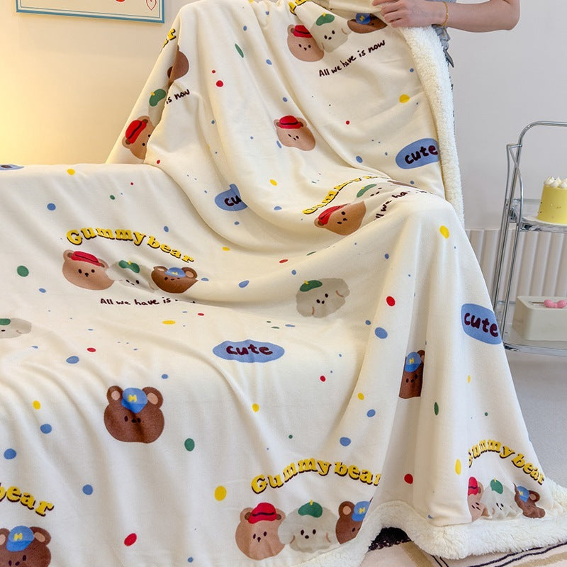 HKM-318419 Soft Milk Fiber Berber Fleece Blanket for Autumn & Winter - Multi-Functional Thermal Cover in Various Patterns and Sizes