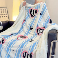 HKM-318419 Soft Milk Fiber Berber Fleece Blanket for Autumn & Winter - Multi-Functional Thermal Cover in Various Patterns and Sizes