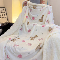 HKM-318419 Soft Milk Fiber Berber Fleece Blanket for Autumn & Winter - Multi-Functional Thermal Cover in Various Patterns and Sizes