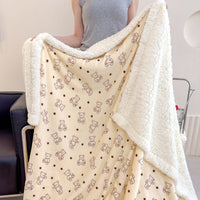 HKM-318419 Soft Milk Fiber Berber Fleece Blanket for Autumn & Winter - Multi-Functional Thermal Cover in Various Patterns and Sizes