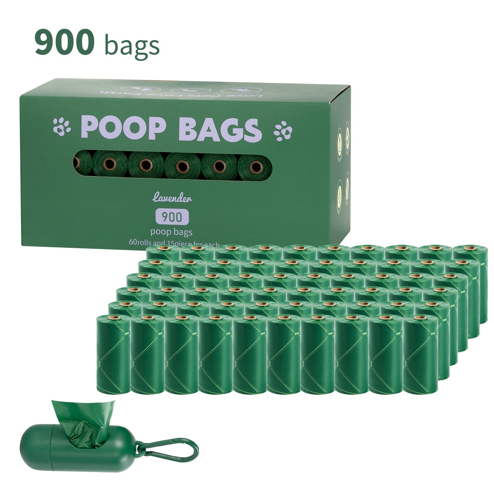HKM-318675 Degradable Dog Waste Bags in Green Vest Style - 120 Count