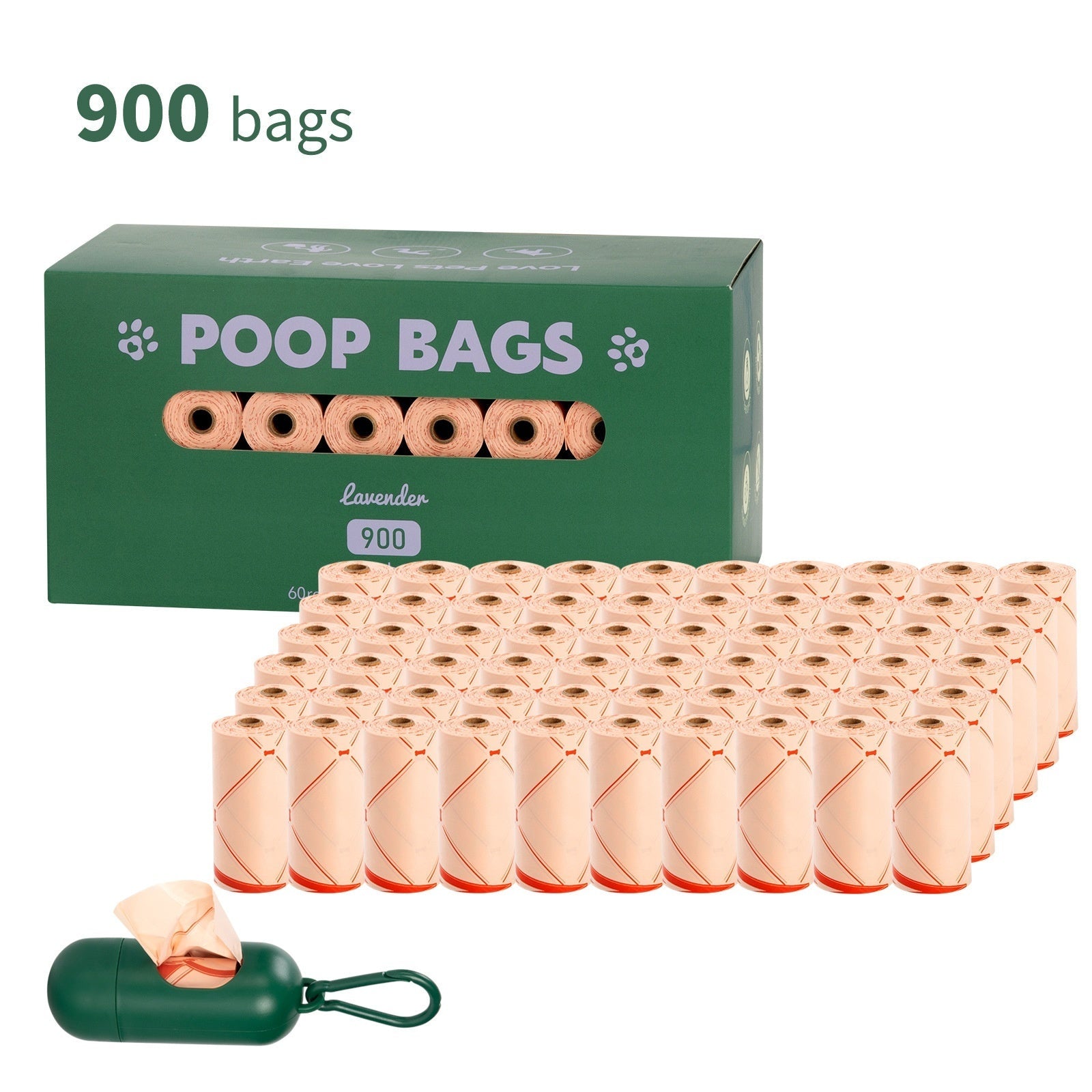 HKM-318675 Degradable Dog Waste Bags in Green Vest Style - 120 Count