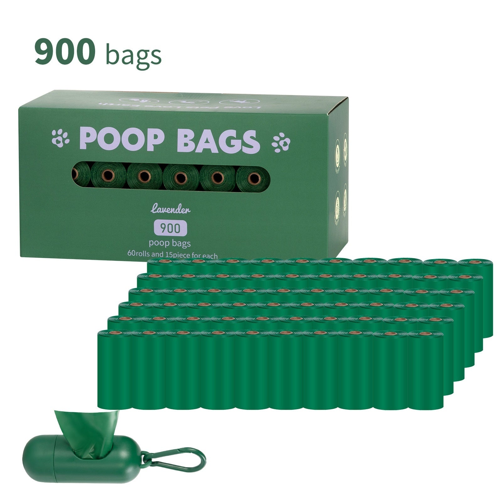 HKM-318675 Degradable Dog Waste Bags in Green Vest Style - 120 Count
