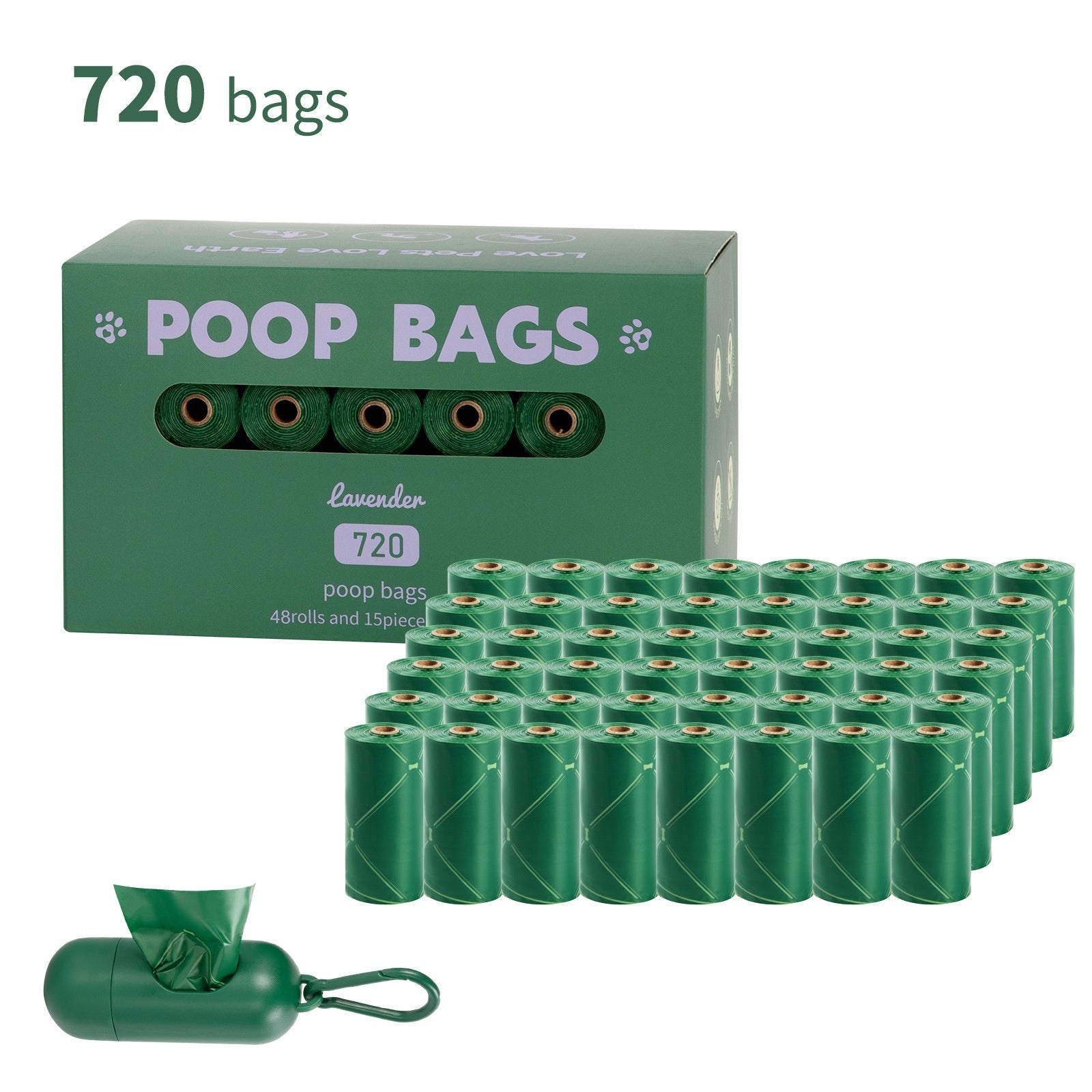 HKM-318675 Degradable Dog Waste Bags in Green Vest Style - 120 Count