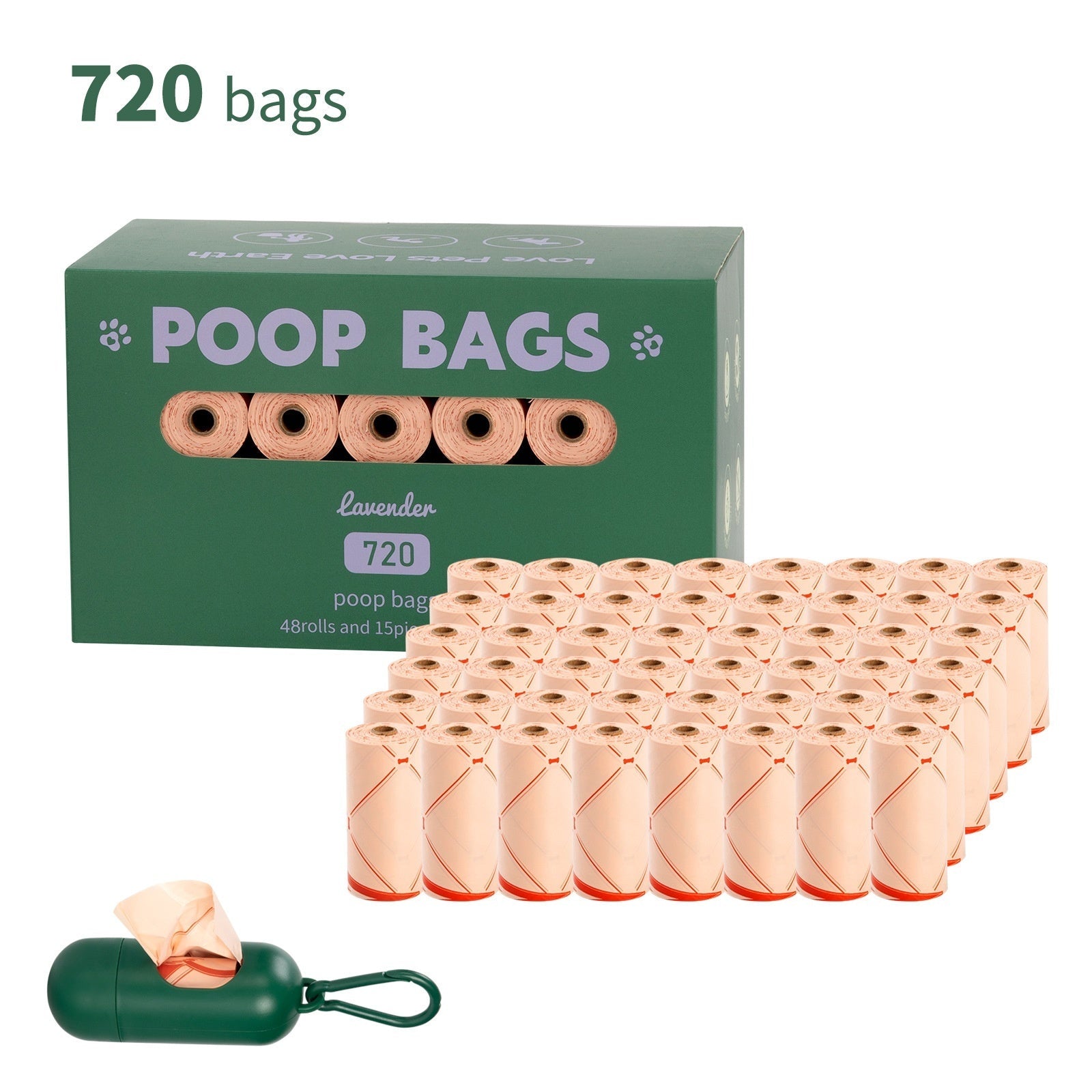 HKM-318675 Degradable Dog Waste Bags in Green Vest Style - 120 Count