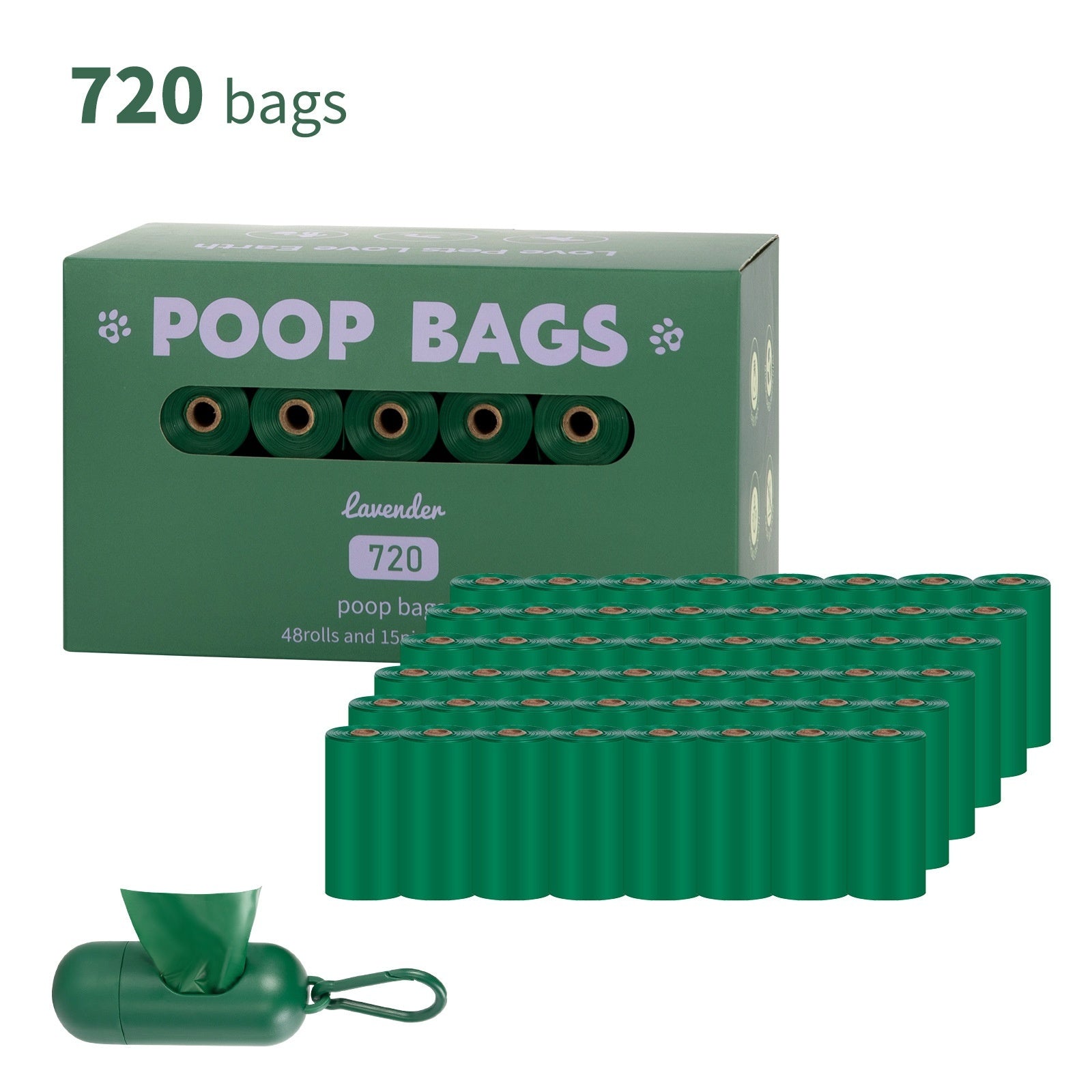 HKM-318675 Degradable Dog Waste Bags in Green Vest Style - 120 Count