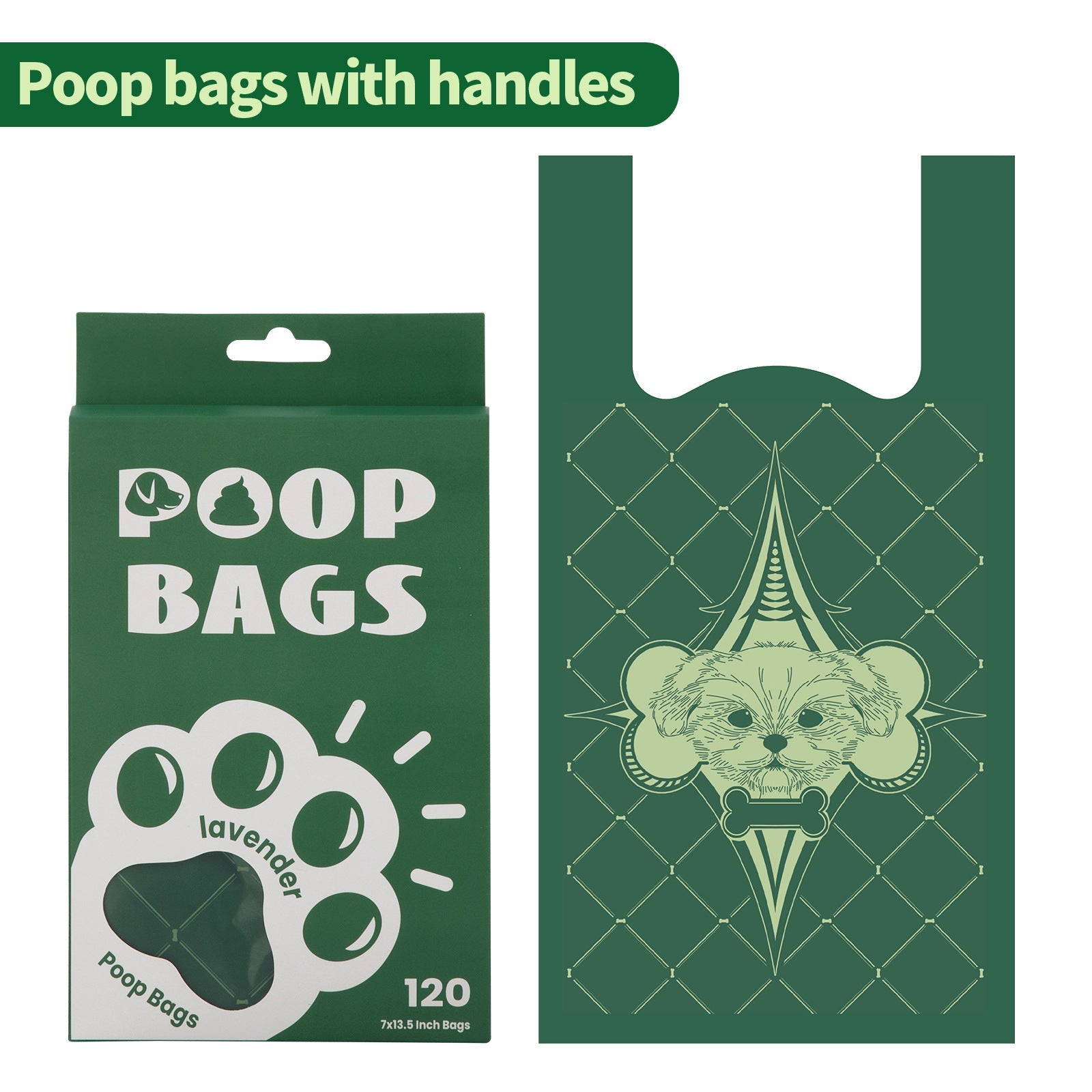 HKM-318675 Degradable Dog Waste Bags in Green Vest Style - 120 Count