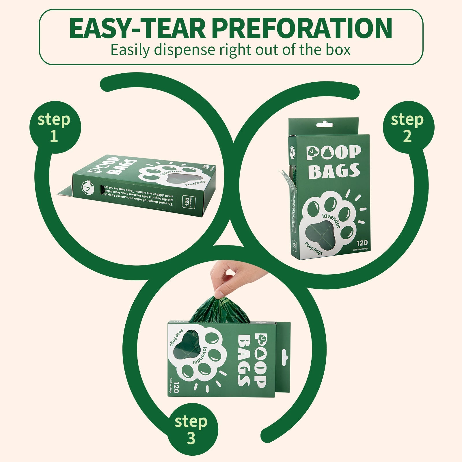HKM-318675 Degradable Dog Waste Bags in Green Vest Style - 120 Count