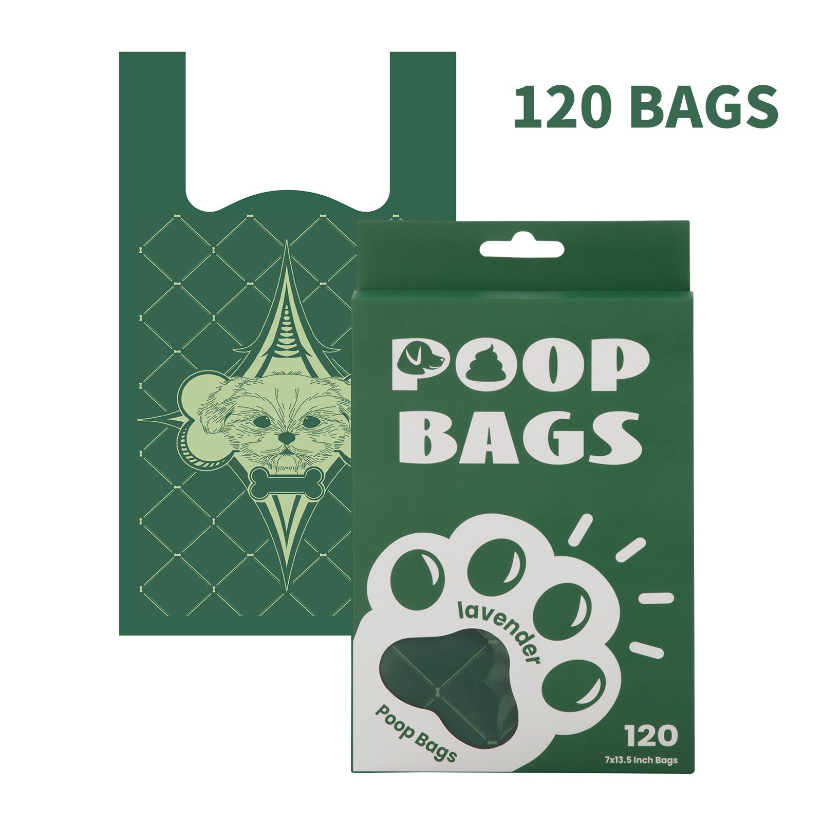 KTX-318675 Degradable Dog Waste Bags in Green Vest Style - 120 Count