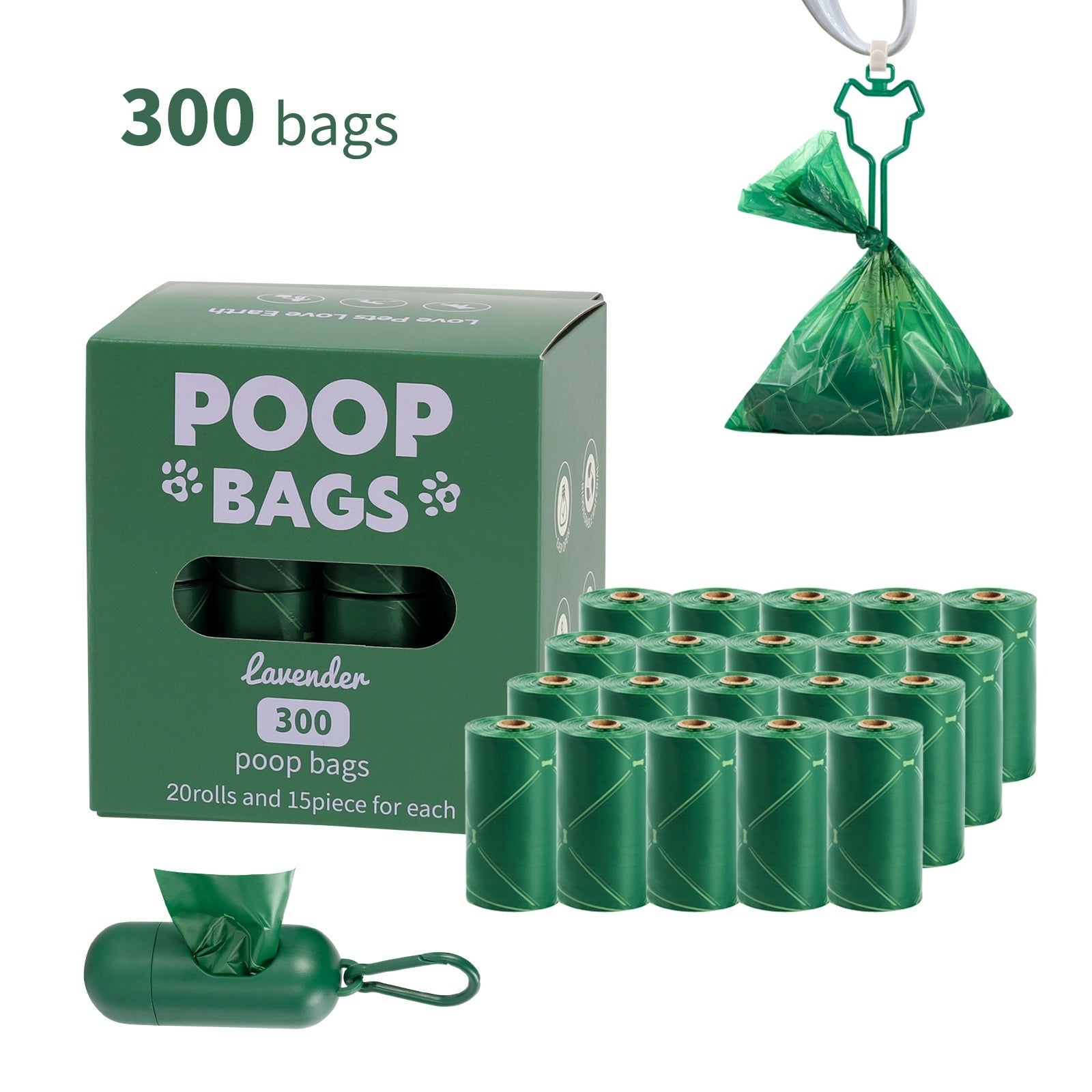 HKM-318675 Degradable Dog Waste Bags in Green Vest Style - 120 Count