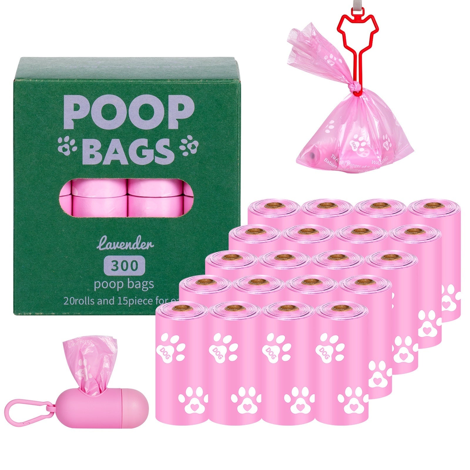 HKM-318675 Degradable Dog Waste Bags in Green Vest Style - 120 Count