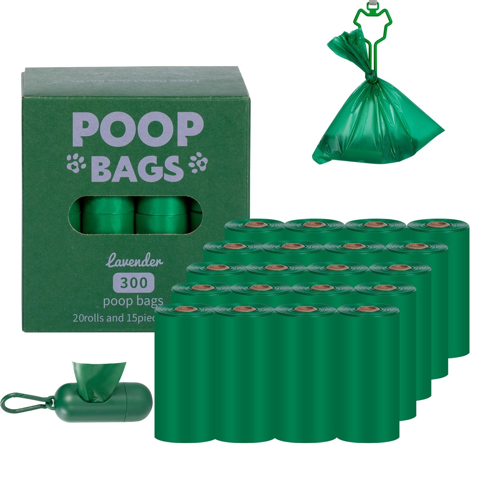 HKM-318675 Degradable Dog Waste Bags in Green Vest Style - 120 Count