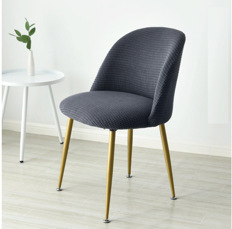 HKM-318803 Short Back Round Bottom Seat Covers for Wing Back King Curved Dining Chairs - Spandex/Polyester Material