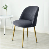 HKM-318803 Short Back Round Bottom Seat Covers for Wing Back King Curved Dining Chairs - Spandex/Polyester Material