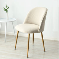 HKM-318803 Short Back Round Bottom Seat Covers for Wing Back King Curved Dining Chairs - Spandex/Polyester Material