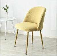 HKM-318803 Short Back Round Bottom Seat Covers for Wing Back King Curved Dining Chairs - Spandex/Polyester Material