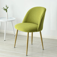 HKM-318803 Short Back Round Bottom Seat Covers for Wing Back King Curved Dining Chairs - Spandex/Polyester Material