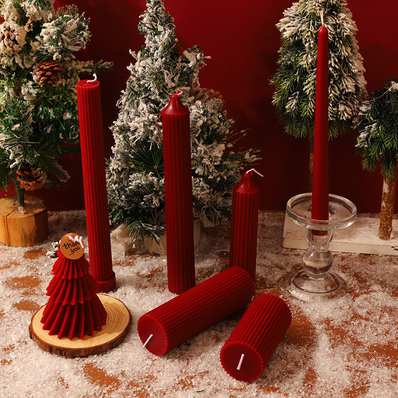 HKM-318867 Elegant Christmas Red Aromatherapy Candle - Handmade Soy Wax Decoration for a Festive Atmosphere