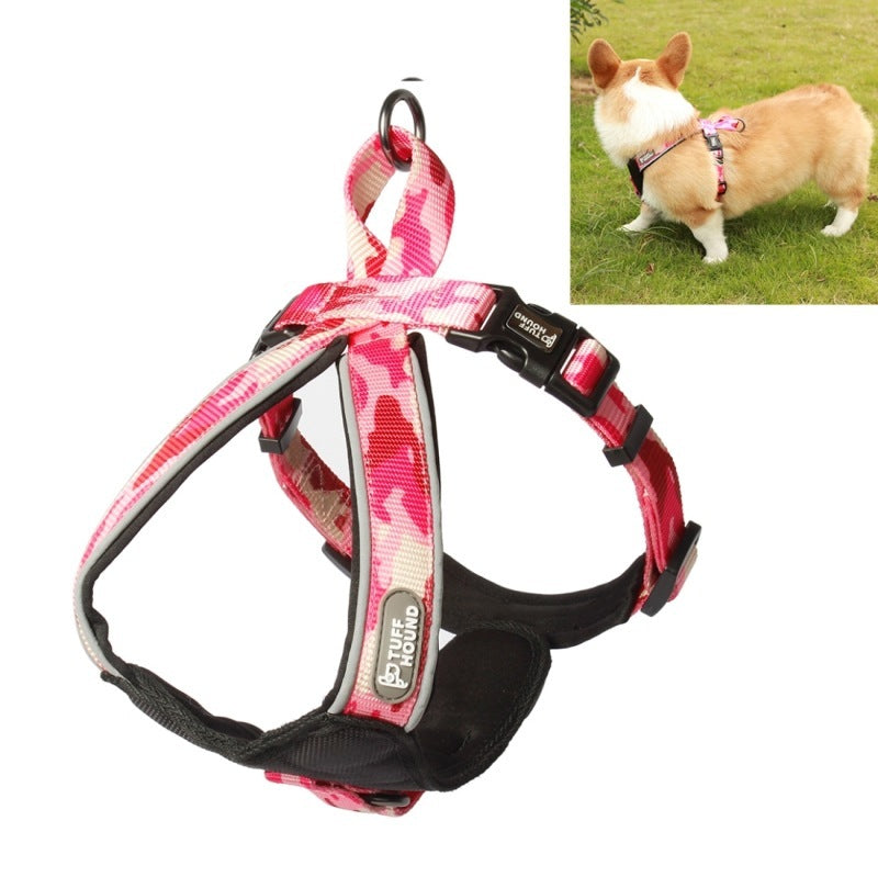 HKM-318931 Adjustable Breathable Nylon Dog Chest Harness with Secure Quick-Lock Buckles - Model 1628, Size L