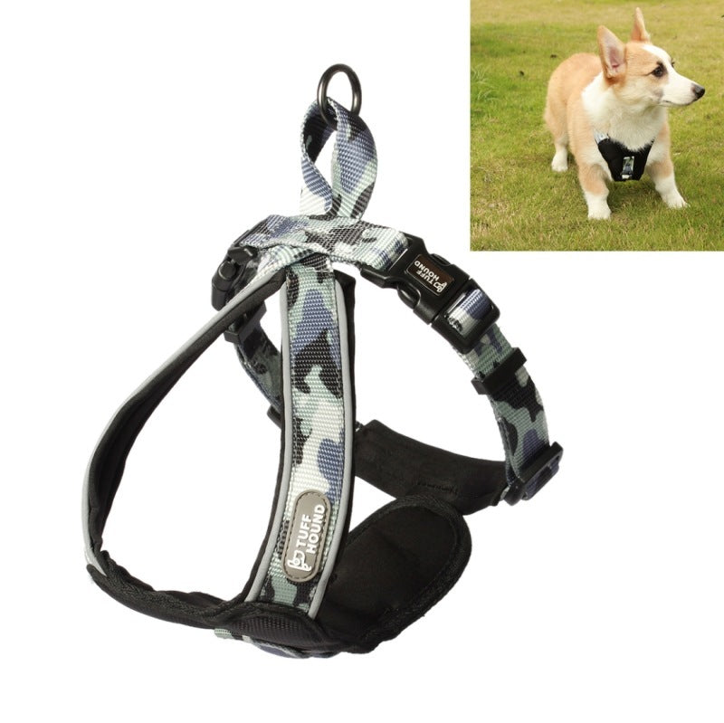 HKM-318931 Adjustable Breathable Nylon Dog Chest Harness with Secure Quick-Lock Buckles - Model 1628, Size L