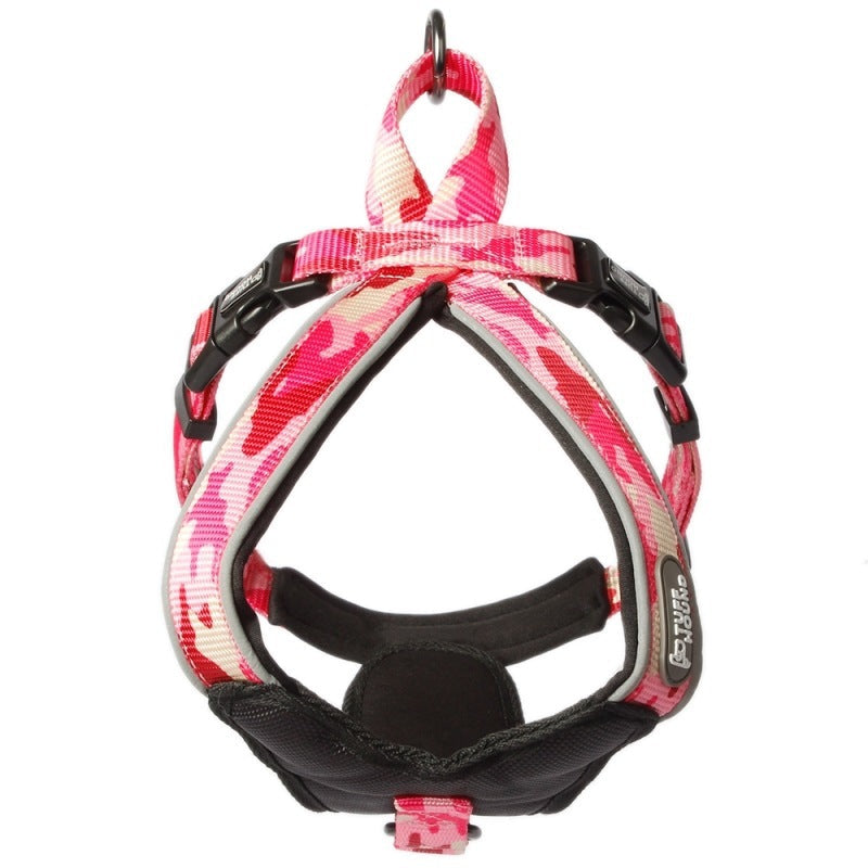 HKM-318931 Adjustable Breathable Nylon Dog Chest Harness with Secure Quick-Lock Buckles - Model 1628, Size L