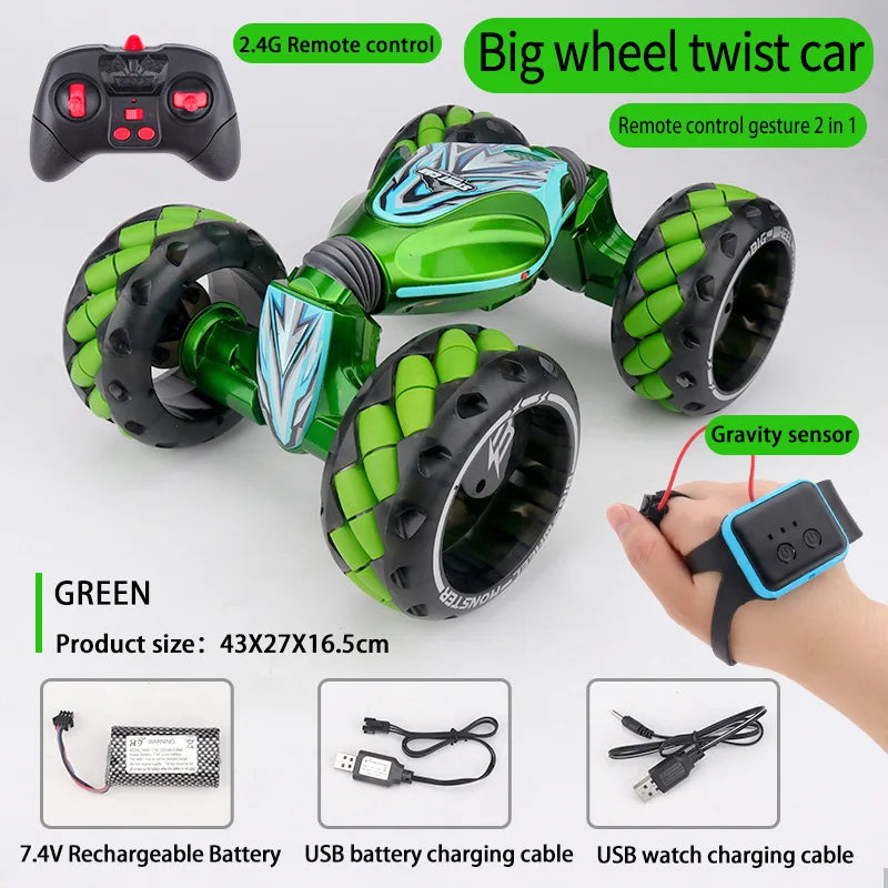 HKM-318995 Gesture Sensor Remote Control Drift Car with Flash Light Show - 2.4G Big Wheel Stunt Toy for Ages 5 and Up