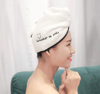 HKM-318995 Soft Coral Fleece Embroidered Hair Dryer Cap for Effortless Drying and Comfortable Use