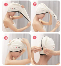 HKM-318995 Soft Coral Fleece Embroidered Hair Dryer Cap for Effortless Drying and Comfortable Use