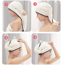 HKM-318995 Soft Coral Fleece Embroidered Hair Dryer Cap for Effortless Drying and Comfortable Use