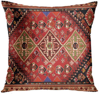 HKM-319123 Persian Ethnic Linen Bohemian Pillowcase - Geometric Abstract Design, 45x45cm