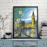 HKM-319251 London Night View Cross Stitch Kit - Scenery, Cotton, 11CT Options