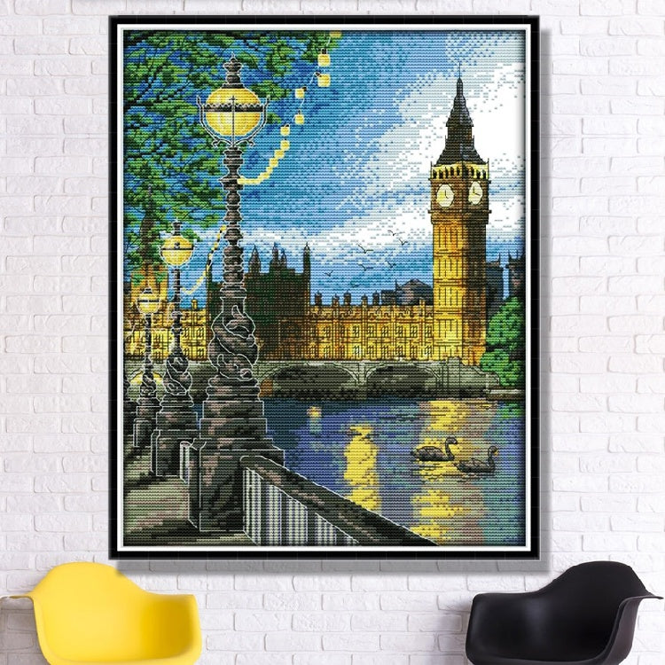 KTX-319251 London Night View Cross Stitch Kit - Scenery, Cotton, 11CT Options
