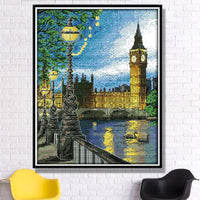 HKM-319251 London Night View Cross Stitch Kit - Scenery, Cotton, 11CT Options