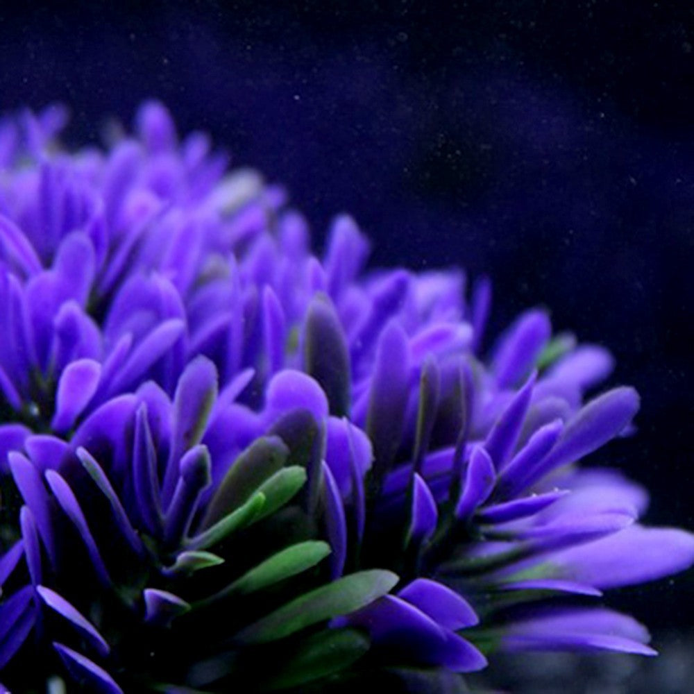 HKM-319251 Purple Round Grass Aquarium Decoration - Eco-Friendly Plastic and Plaster Base, 10cm