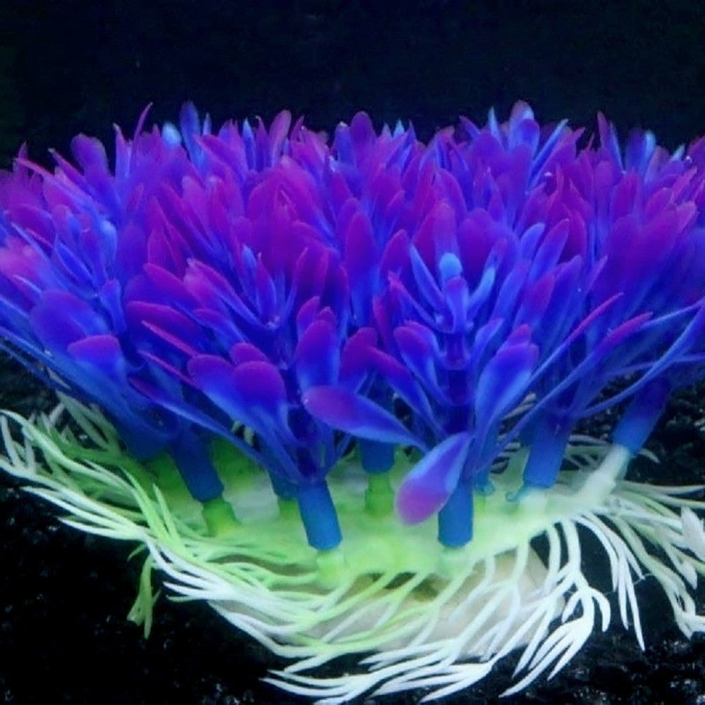 HKM-319251 Purple Round Grass Aquarium Decoration - Eco-Friendly Plastic and Plaster Base, 10cm