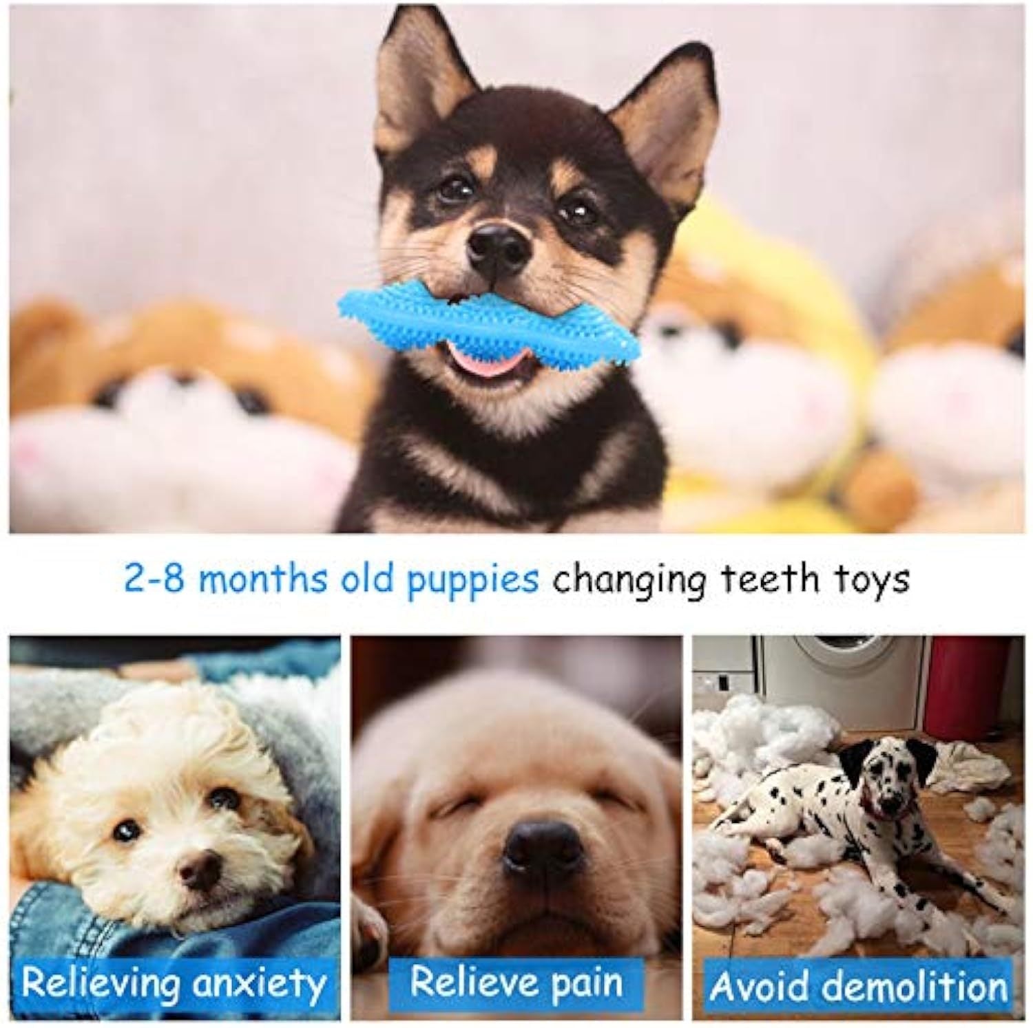 HKM-319251 Teething Relief Chew Toy for Puppies - 360° Dental Cleaning Toy for Small to Medium Dogs