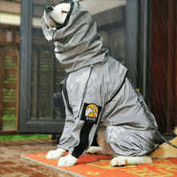 HKM-319379 Waterproof Dog Raincoat with Full Coverage - Reflective Gray, Sizes 4 to 6