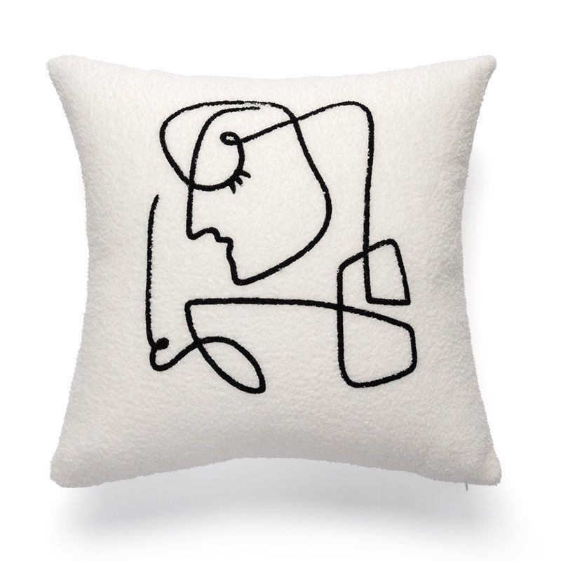 HKM-319699 Nordic Houndstooth Pillow - Chenille and Suede Cushion, 45x45 cm