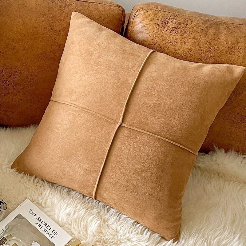 HKM-319699 Nordic Houndstooth Pillow - Chenille and Suede Cushion, 45x45 cm