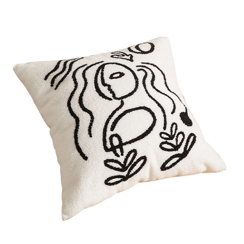 HKM-319699 Nordic Houndstooth Pillow - Chenille and Suede Cushion, 45x45 cm