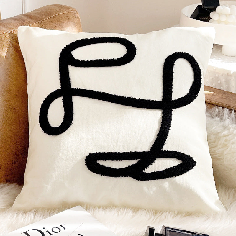 HKM-319699 Nordic Houndstooth Pillow - Chenille and Suede Cushion, 45x45 cm