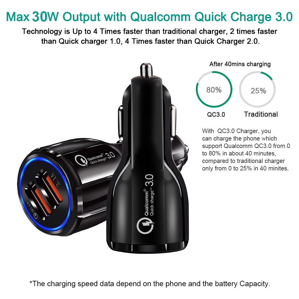 HKM-319763 Dual USB Fast Charge Car Charger 6.0A QC3.0 Compatible with All Mobile Phone Models