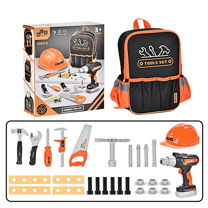 KTX-319827 Construction Tool Pretend Play Set for Kids - Educational DIY Role Play Backpack Toy