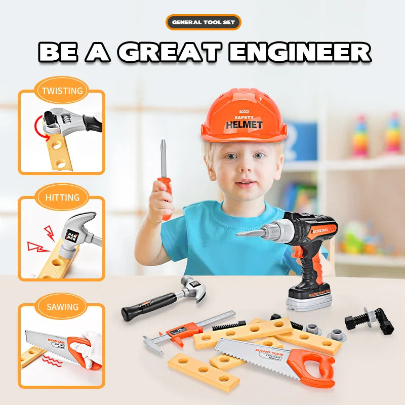 KTX-319827 Construction Tool Pretend Play Set for Kids - Educational DIY Role Play Backpack Toy