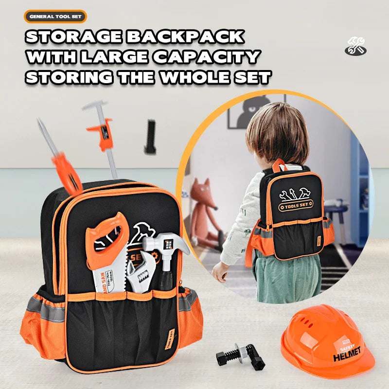 KTX-319827 Construction Tool Pretend Play Set for Kids - Educational DIY Role Play Backpack Toy