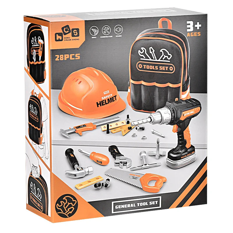 KTX-319827 Construction Tool Pretend Play Set for Kids - Educational DIY Role Play Backpack Toy