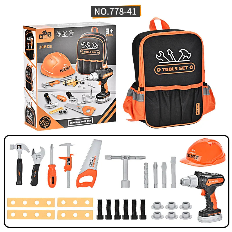 KTX-319827 Construction Tool Pretend Play Set for Kids - Educational DIY Role Play Backpack Toy